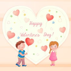 Valentine's day illustration with cute couple N3