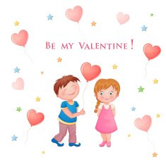 Valentine's day illustration with cute couple N4