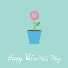 Rose in pot Happy Valentines Day card