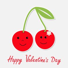 Cute cartoon cherries with happy faces Valentines Day