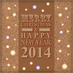2014 Merry Christmas card on cardboard background N2