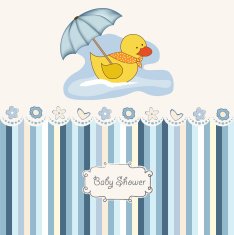 baby shower card with duck toy N16