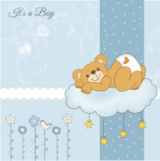 baby shower card with sleepy teddy bear N24
