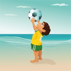 brazilian boy is catching the football