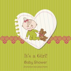 Baby Girl Shower and Arrival Card N8
