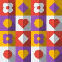 Background with symbols in flat icon style