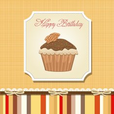 cute happy birthday card with cupcake N15