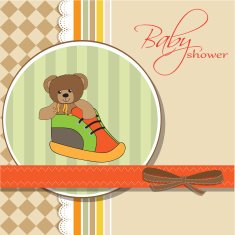 shower card with teddy bear hidden in a shoe N13