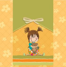 little girl sitting with her teddy bear N13