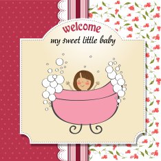 romantic baby girl shower card N12