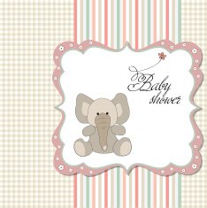 romantic baby girl announcement card N22