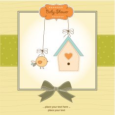 new baby announcement card with chicken N18