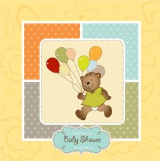 baby shower card with teddy bear toy N87