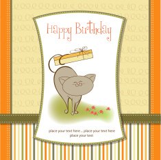 happy birthday card with cute cat N5