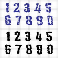 Hand-drawn Numbers Doodles Set 1