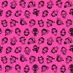 Cupids set black on pink background wrapping paper