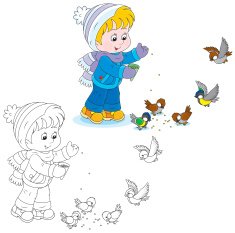 Child feeds birds N3
