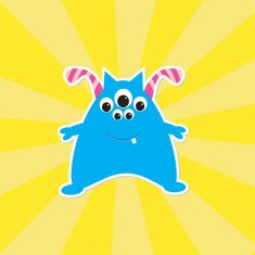 Cute cartoon blue monster