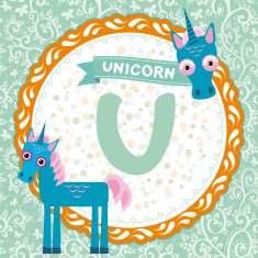 ABC animals U is unicorn Childrens english alphabet Vector free image ...