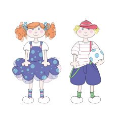 smiling children in cute outfits