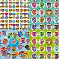 Set of 4 seamless pattern with owls vector