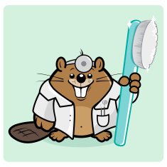 Beaver dentist holding a toothbrush