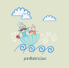 pediatrician with baby sitting