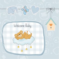 baby shower card with sleepy teddy bear N29