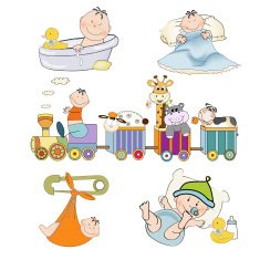 New baby boy items set isolated on white background N3 free image download