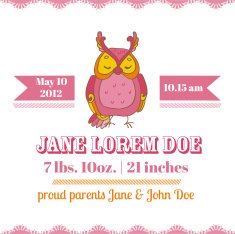 Baby Shower or Arrival Cards - Owl Theme