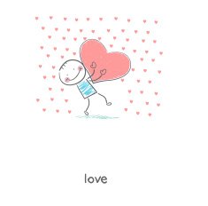 Man holding hearts Illustration