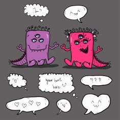 Couple of talking aliens with speach bubbles