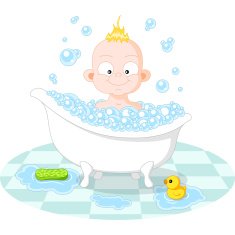 Happy Smiling Boy in the Bath