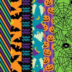 Vector Collection of Halloween Themed Seamless Tileable Backgrounds