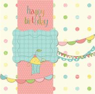 Greeting Birthday Card with Cute cake