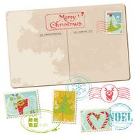 Vintage Christmas Postcard with Stamps N2