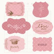 Old tags and frames vintage pink