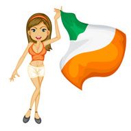 smiling girl with a national flag of Ireland