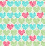 Colorful seamless romantic texture with scribble hearts