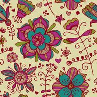 Hand drawn seamless natural floral pattern Endless ornamental texture