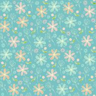 Seamless hand drawn texture with flowers