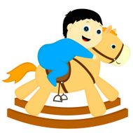 boy rides a horse-rocking chair