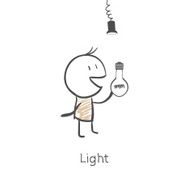 Cute kid with lightbulb