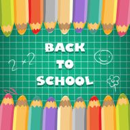 School background with pencils Vector illustration N2