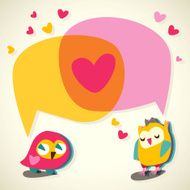 Love speech bubble with cute owl