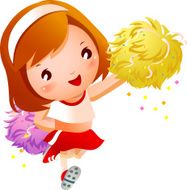Girl cheerleader in uniforms holding pom-pom N4