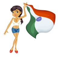 Smiling girl with a national flag of India