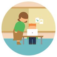 Teacher Helping Student on Laptop