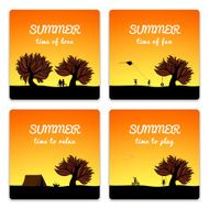 Poster set summer landscape