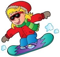 Cartoon girl on snowboard